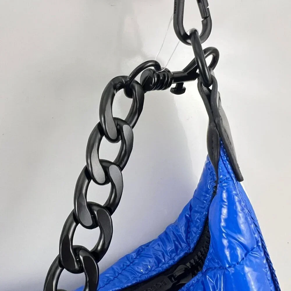 BCBGeneration Blue Quilted Puffer Hobo Bag 2 in 1 Chain Strap Shoulder‎ Bag
